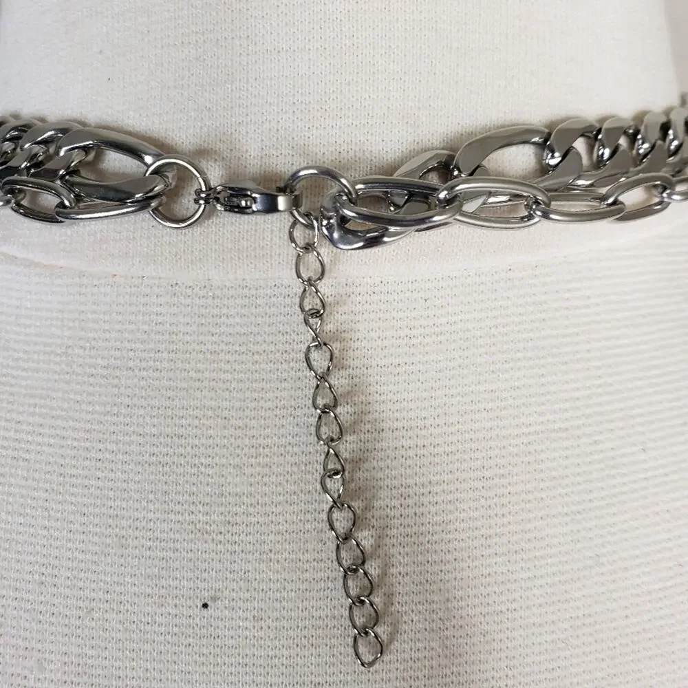 ADORNIA Mixed Chain Feather Lariat Layered Necklace NEW